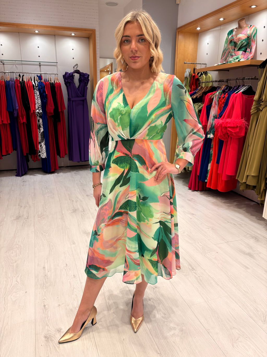 Moncho Heredia Green Print Dress