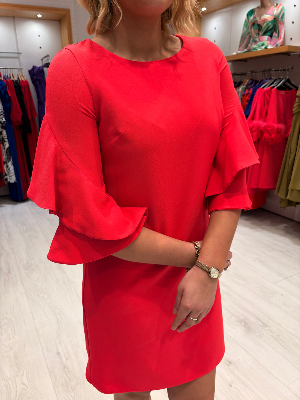 Moncho Heredia Strawberry Ruffle Sleeve Dress