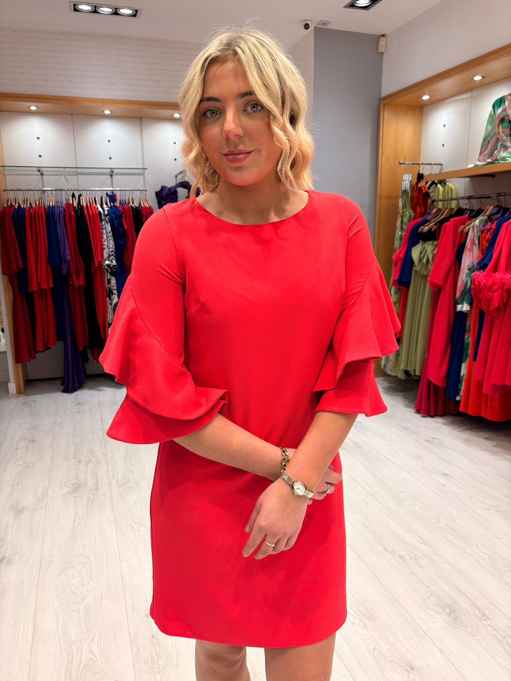 Moncho Heredia Strawberry Ruffle Sleeve Dress