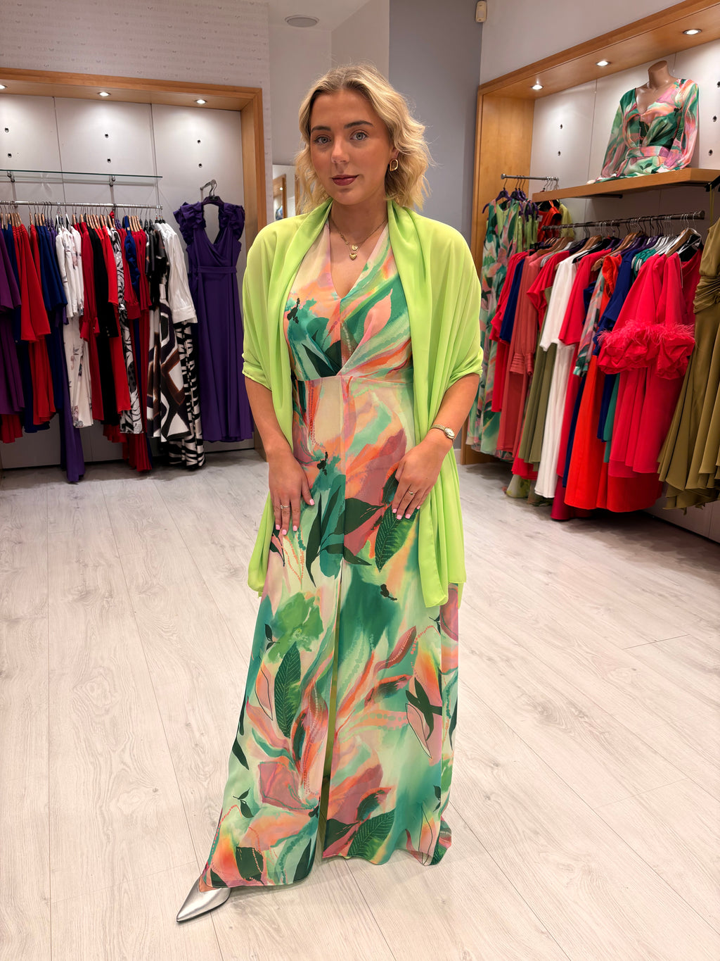 Moncho Heredia Maxi Green Print Dress