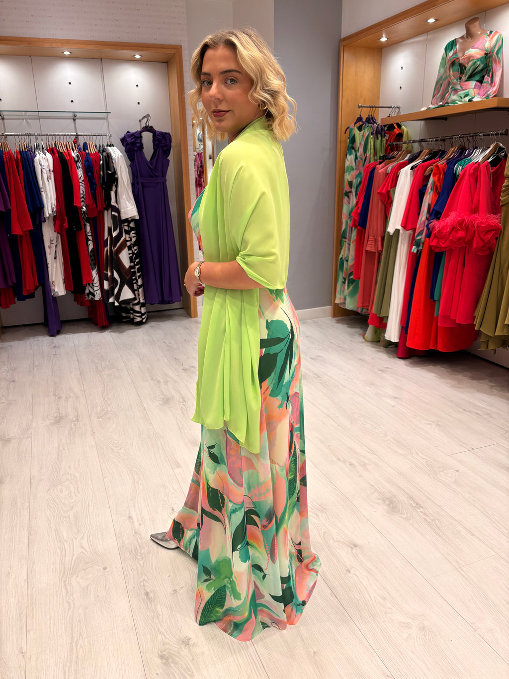 Moncho Heredia Maxi Green Print Dress