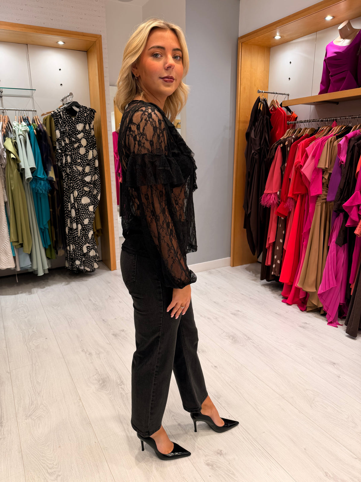 Kaffe Black Lace Top