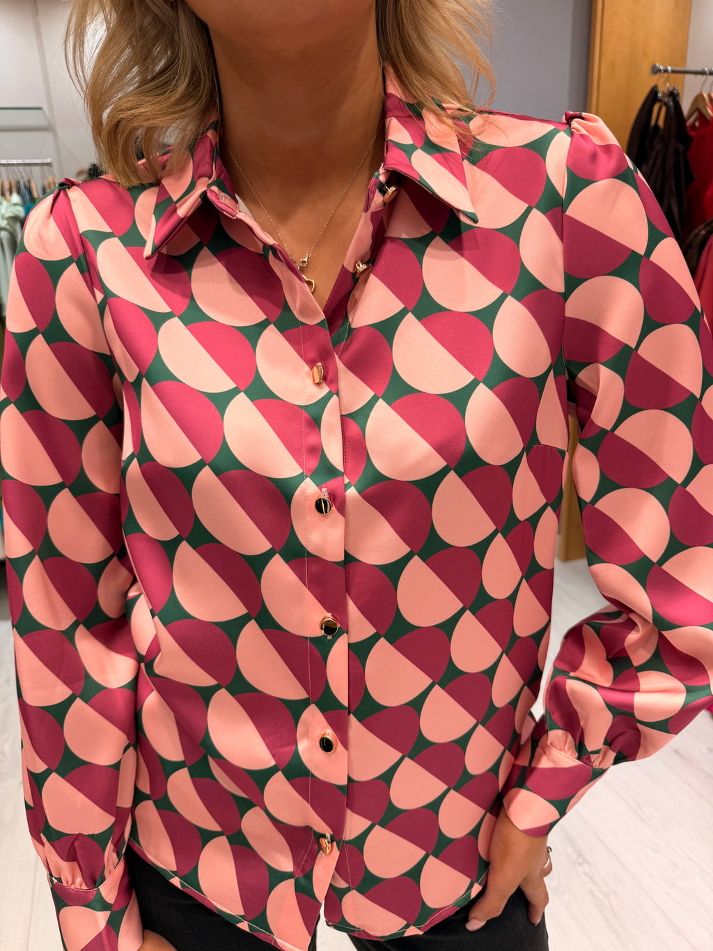 This Girls Curiosity Pink Geometric Print Blouse