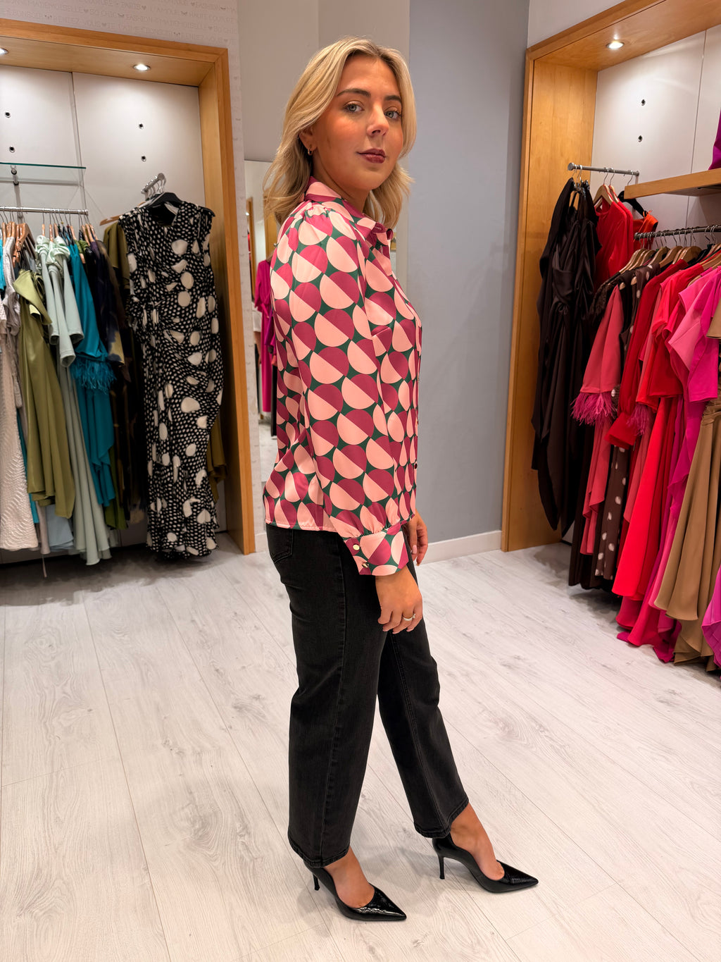 This Girls Curiosity Pink Geometric Print Blouse