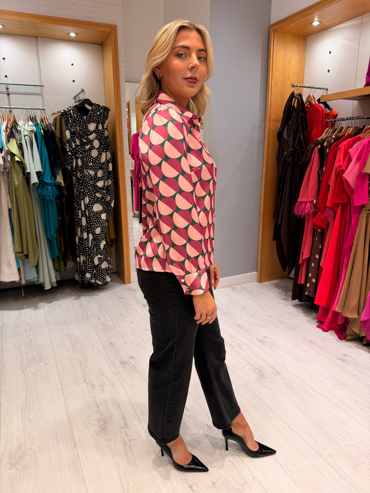 This Girls Curiosity Pink Geometric Print Blouse