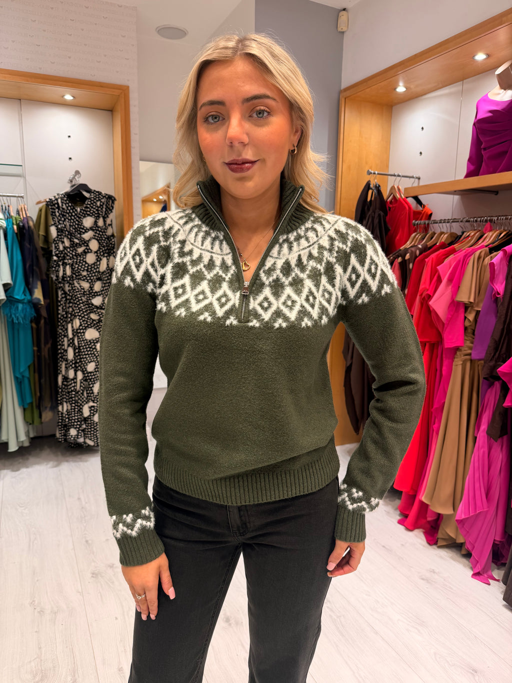 Hv Polo Khaki Zip Jumper