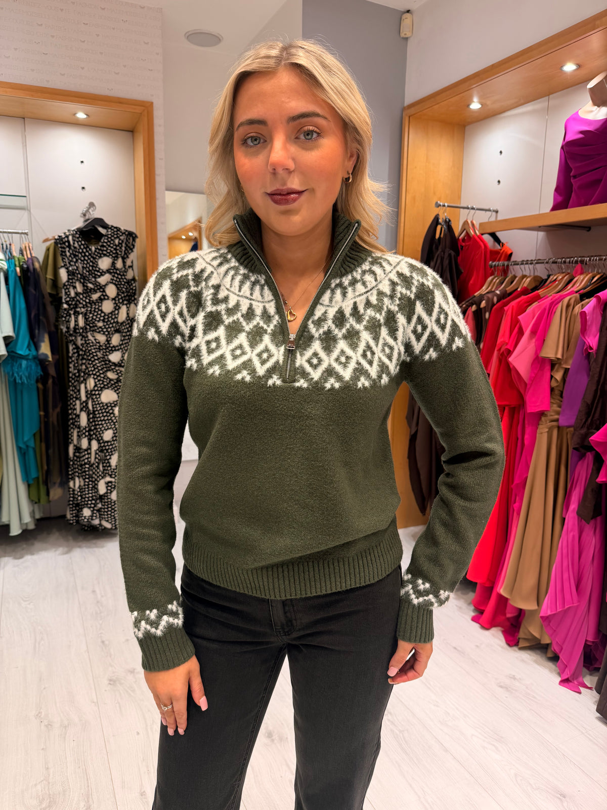 Hv Polo Khaki Zip Jumper