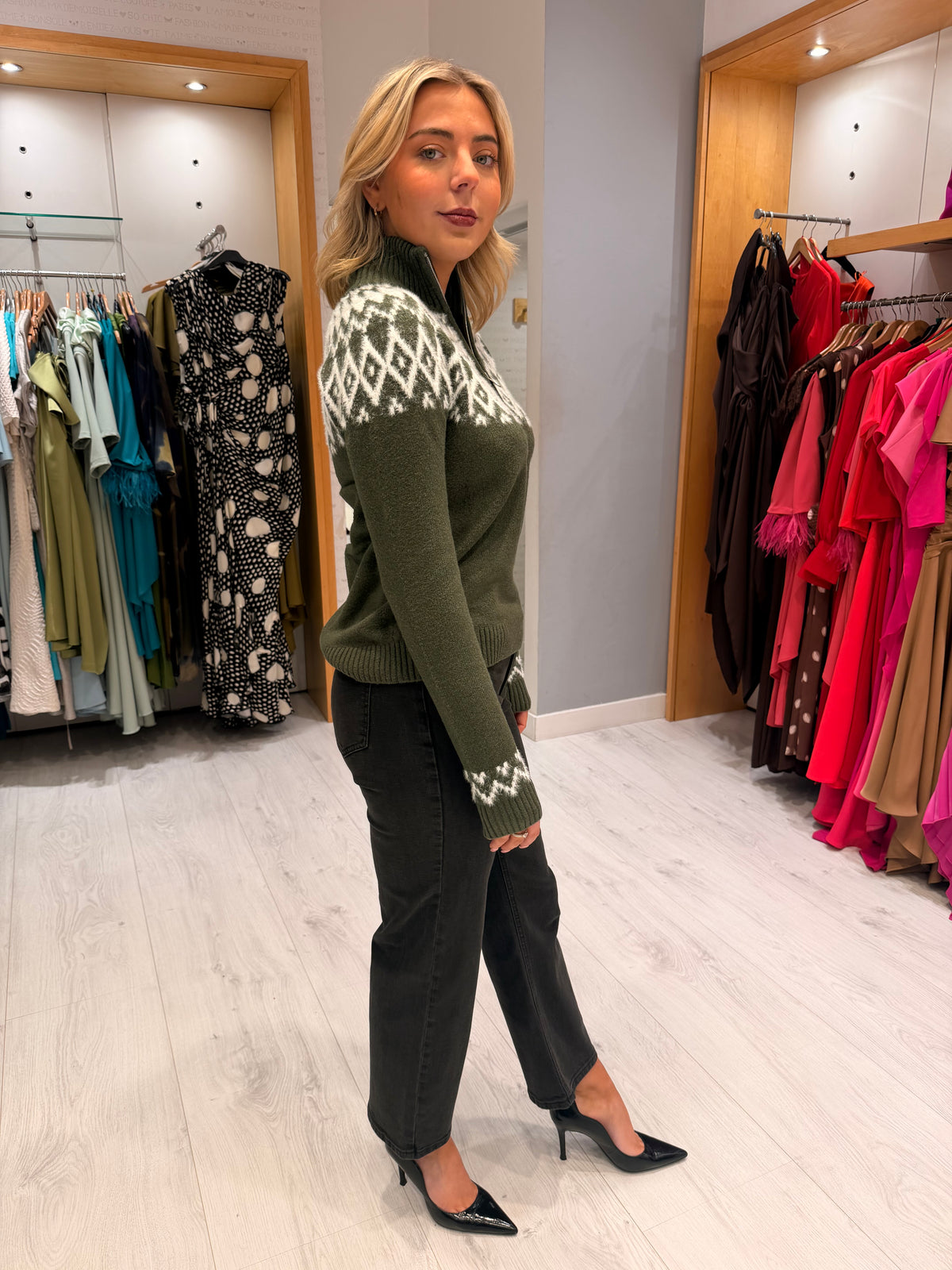 Hv Polo Khaki Zip Jumper