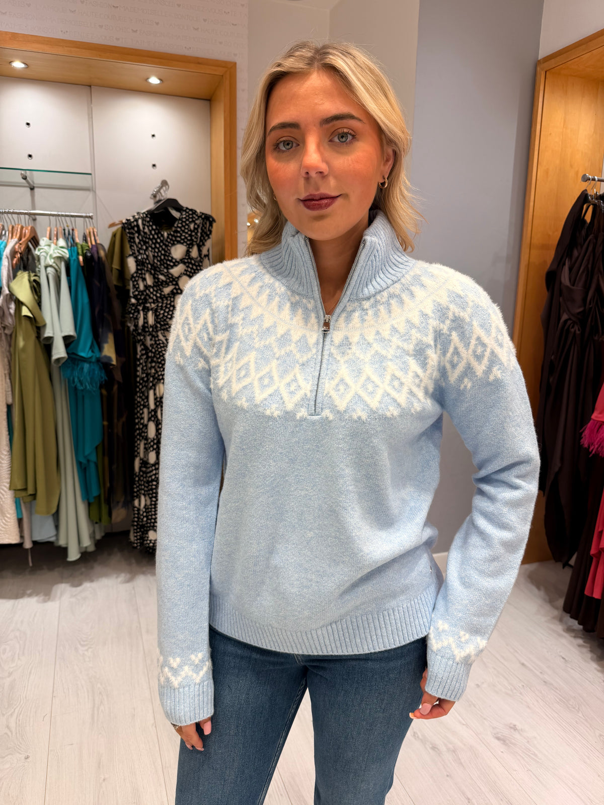 Hv Polo Baby Blue Zip Jumper