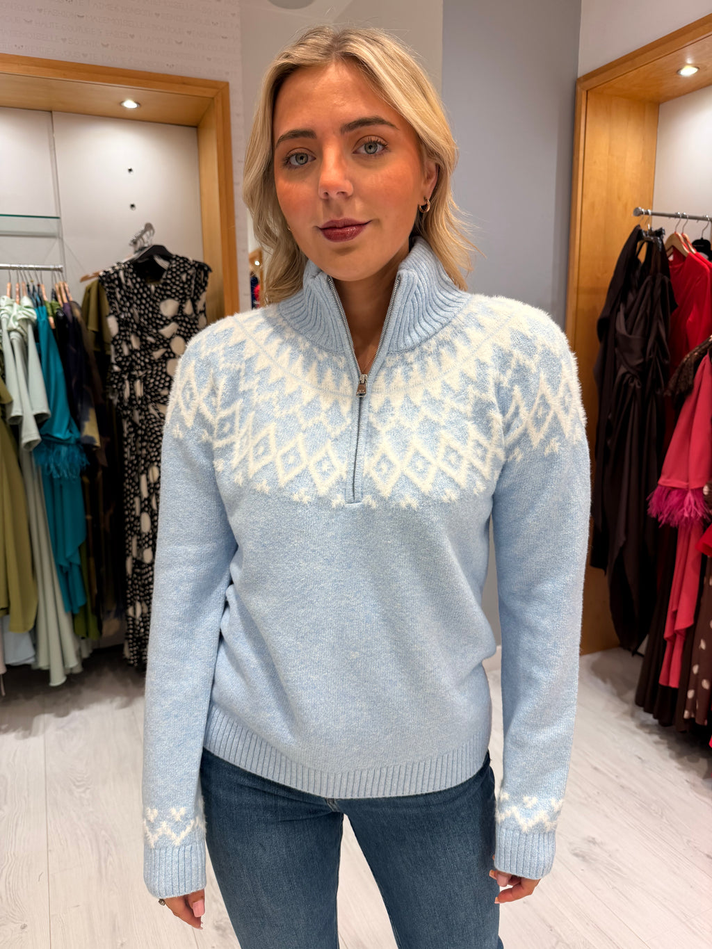 Hv Polo Baby Blue Zip Jumper