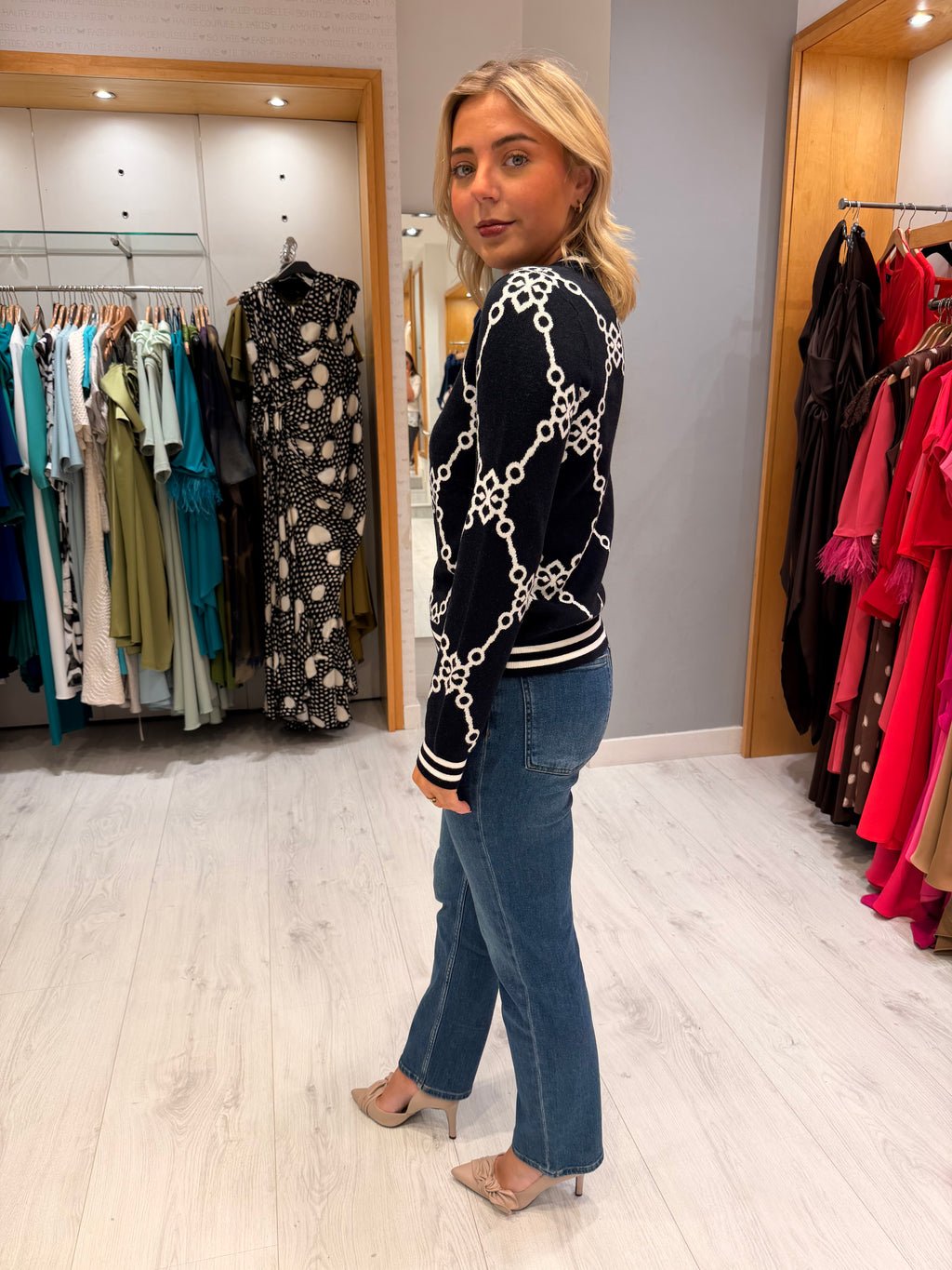 HV Polo Navy Chain Print Jumper