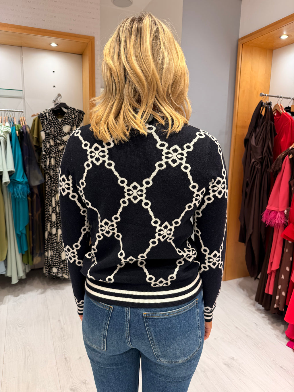 HV Polo Navy Chain Print Jumper