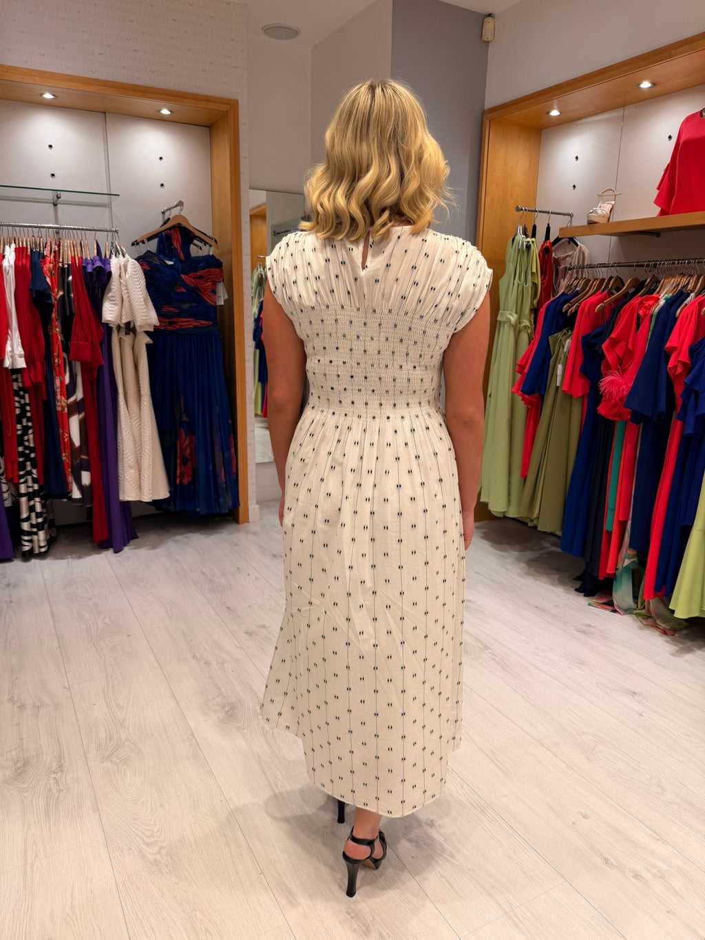 Soaked Polka Dot Ruched Dress