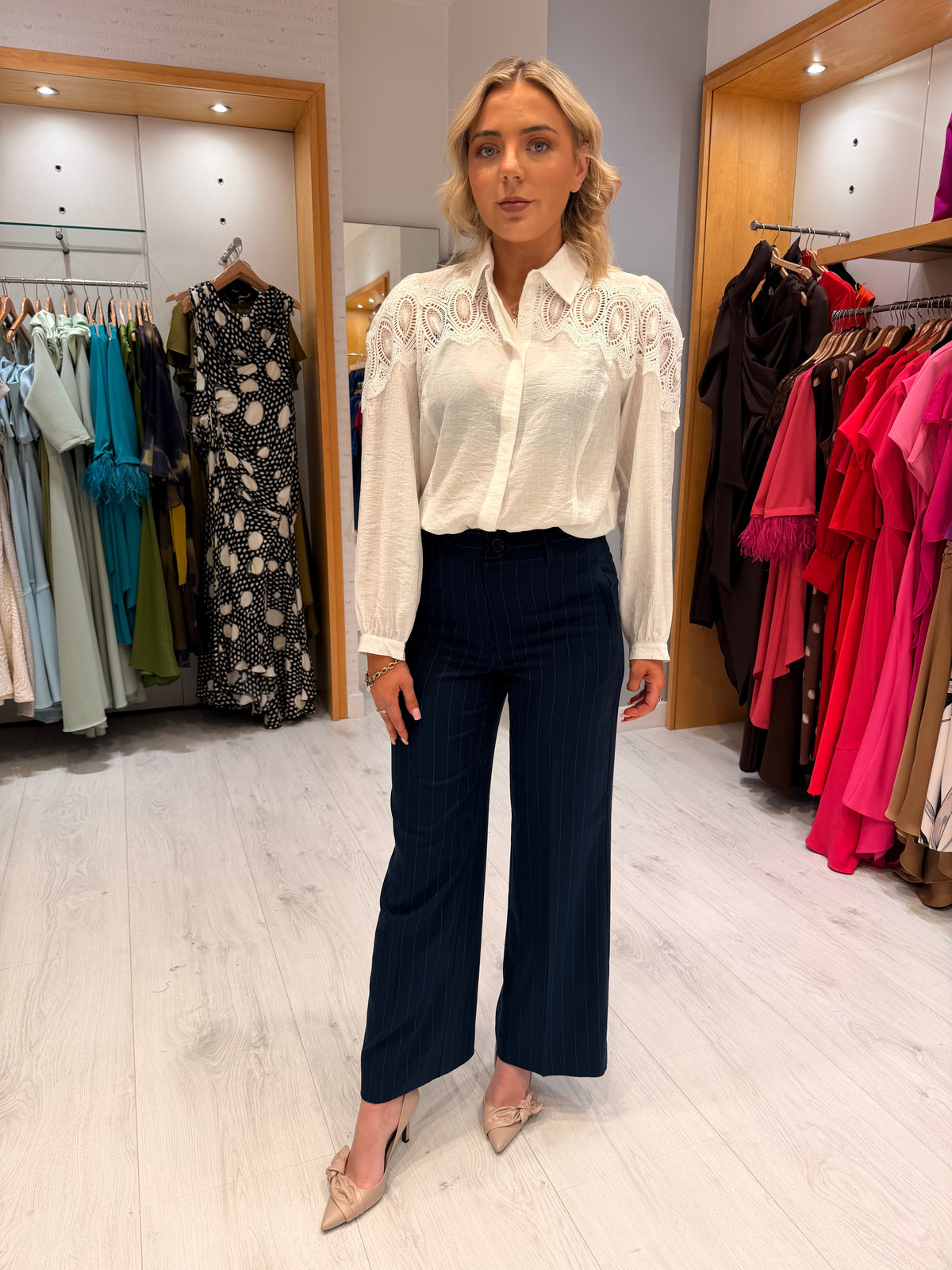 Co'Couture Navy Pinstripe Trouser
