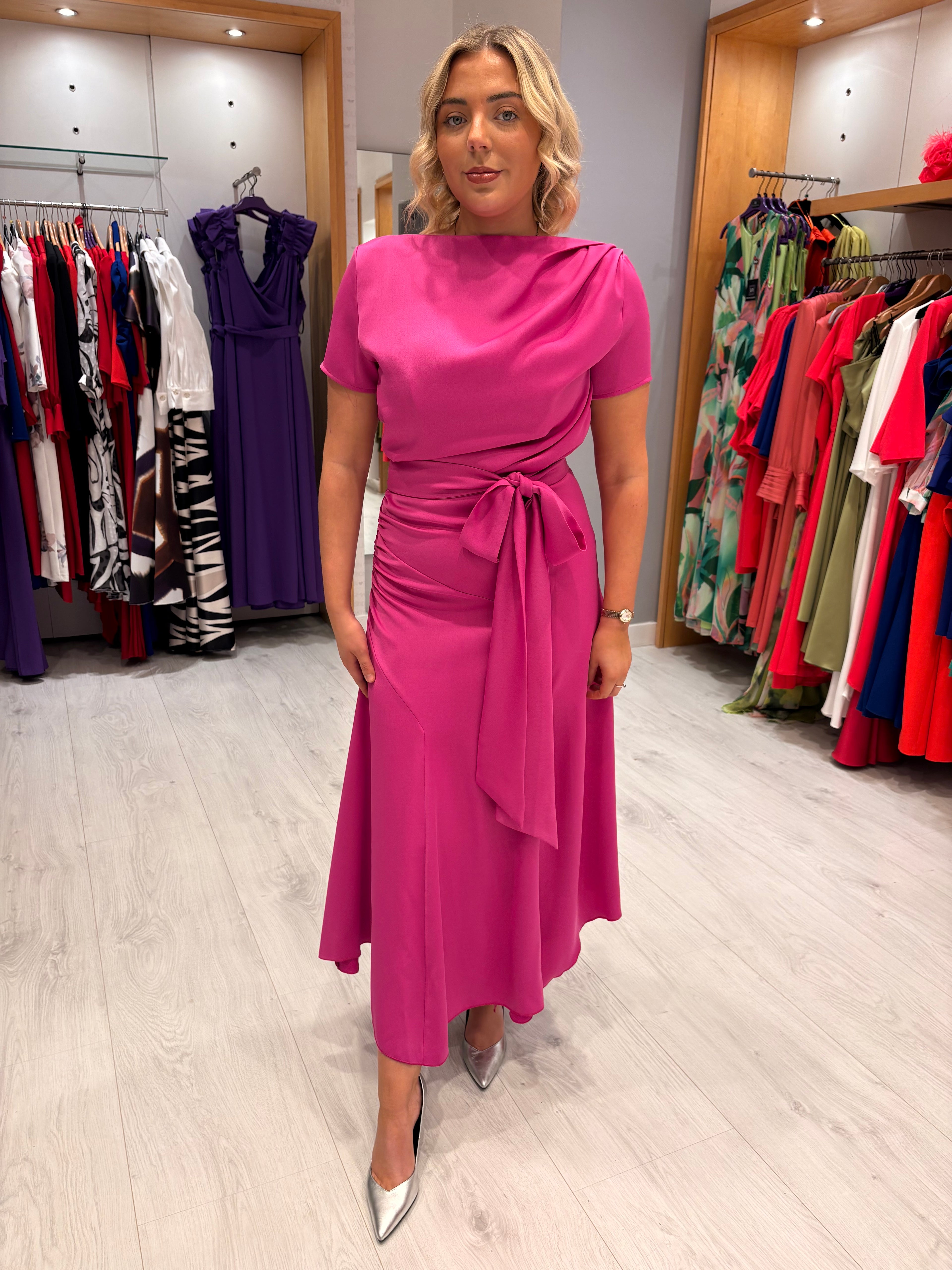 Kevan Jon Fuchsia Dotty Dress
