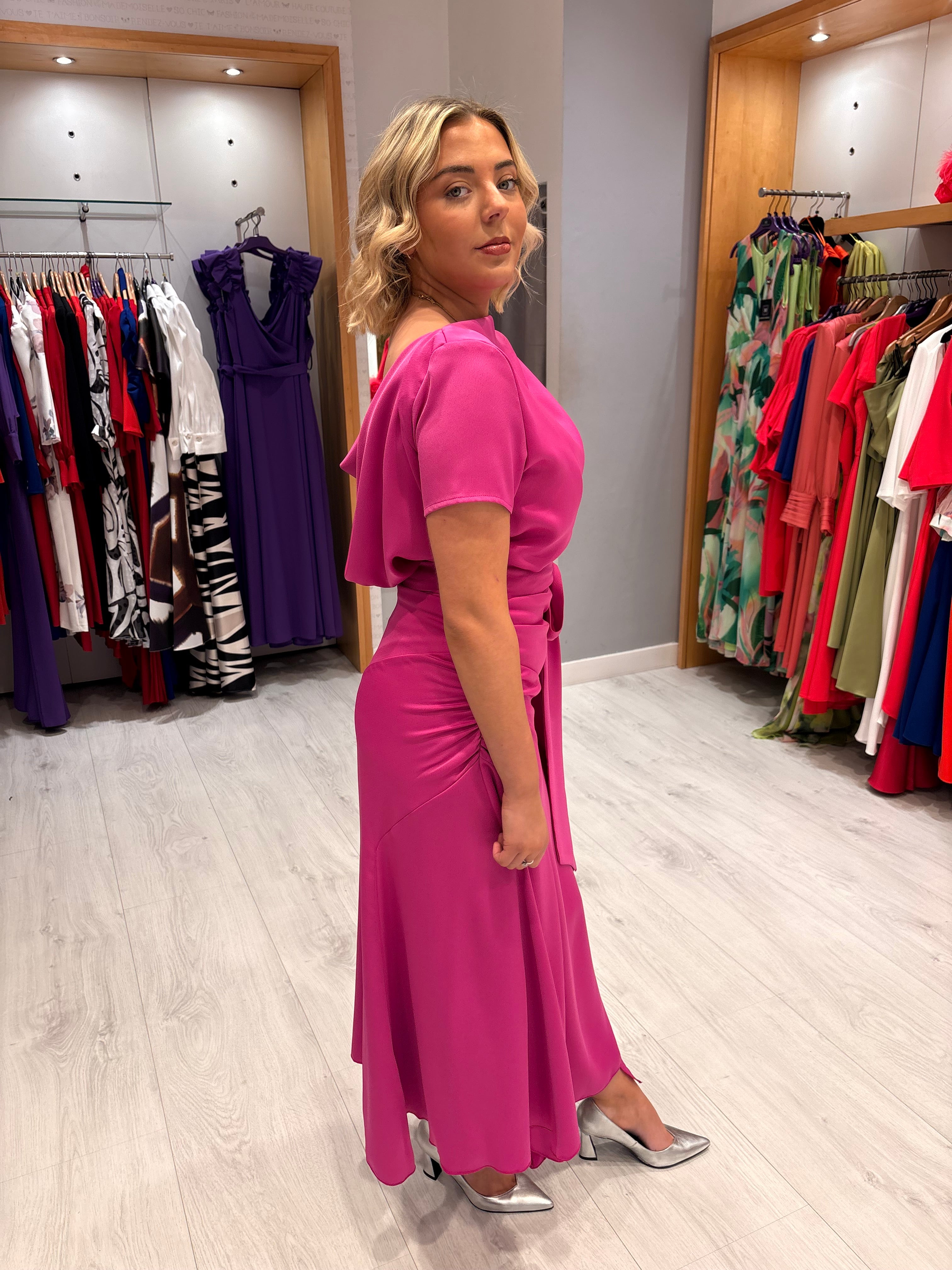 Kevan Jon Fuchsia Dotty Dress