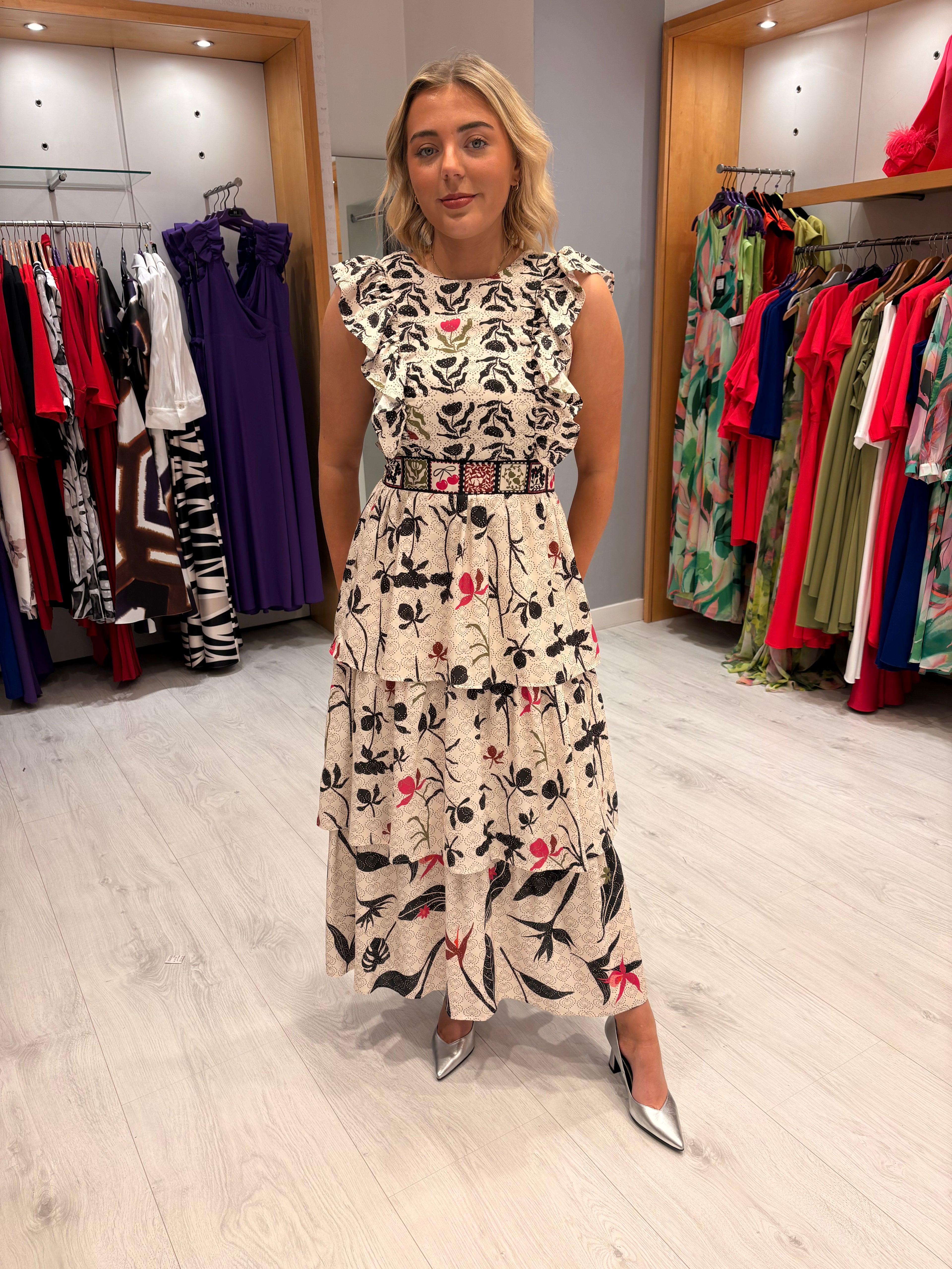 Emily Lovelock Sleeveless Frill Dress