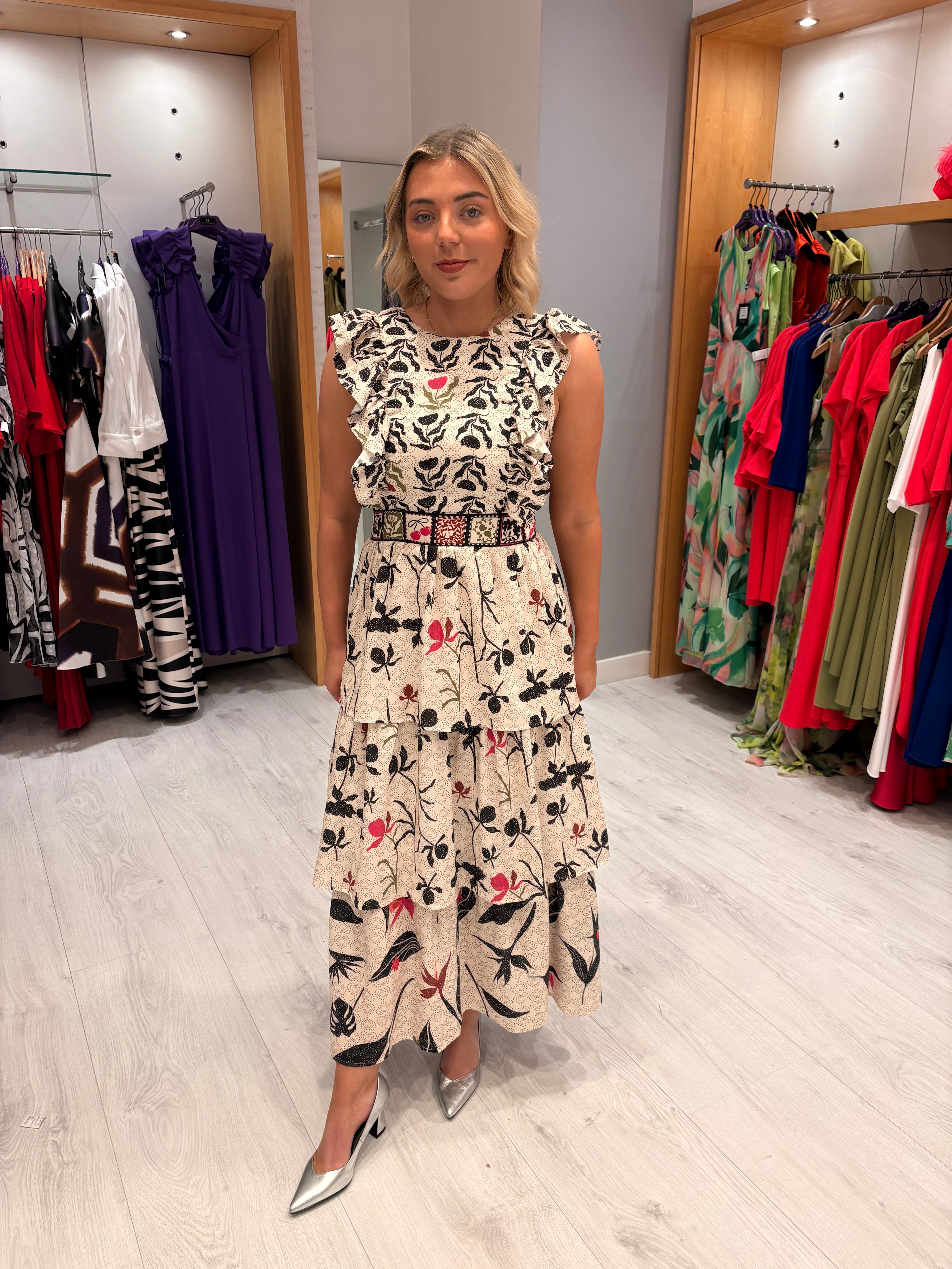 Emily Lovelock Sleeveless Frill Dress