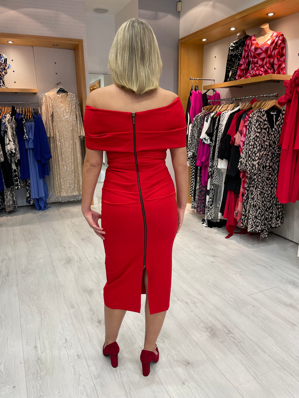 Kevan Jon Kacey Twist Knee Dress in Red