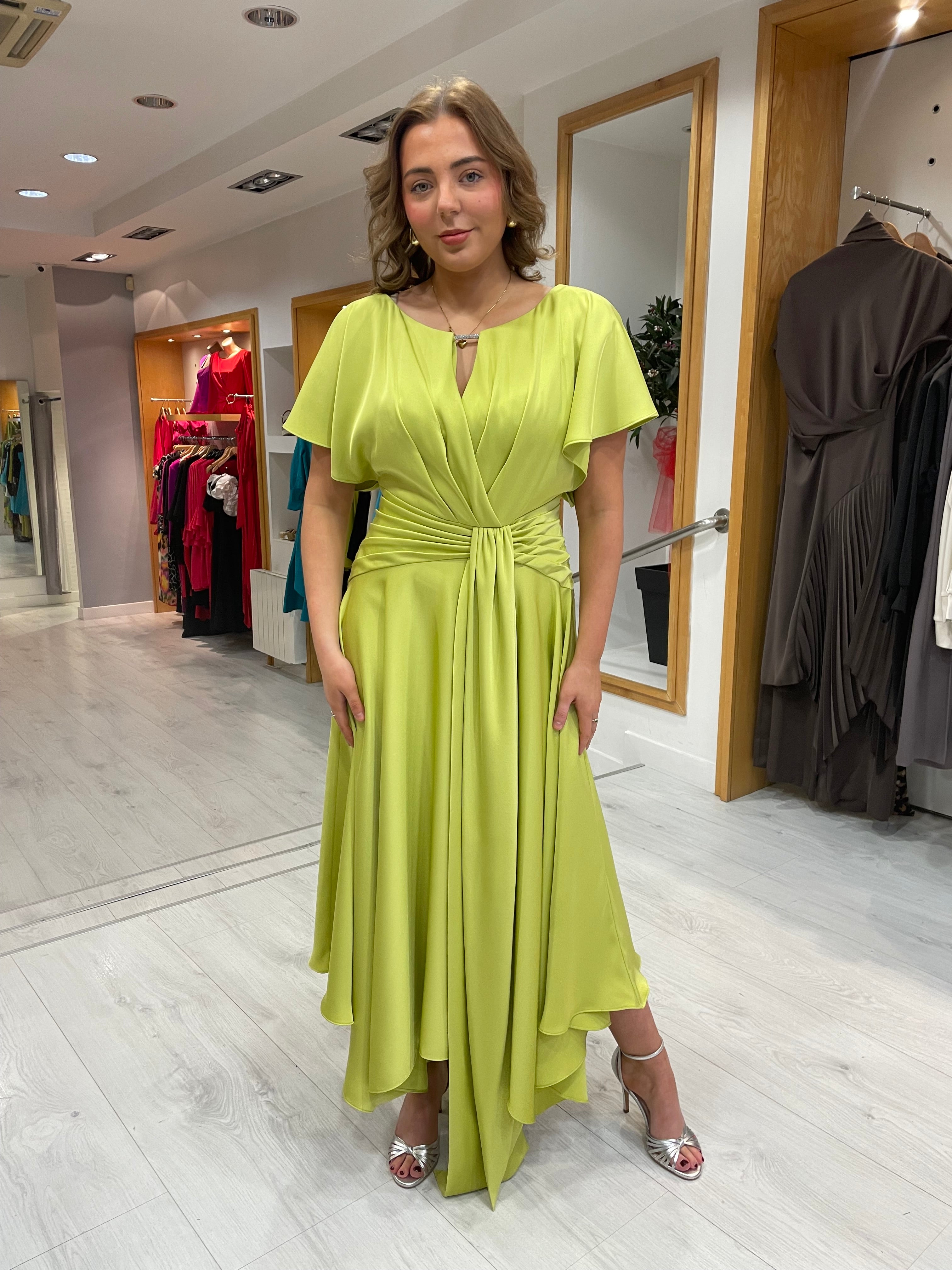 Maisonel Lime Draped Skirt Dress