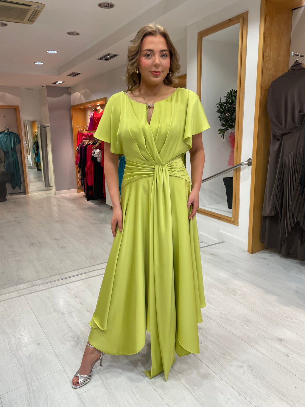 Maisonel Lime Draped Skirt Dress