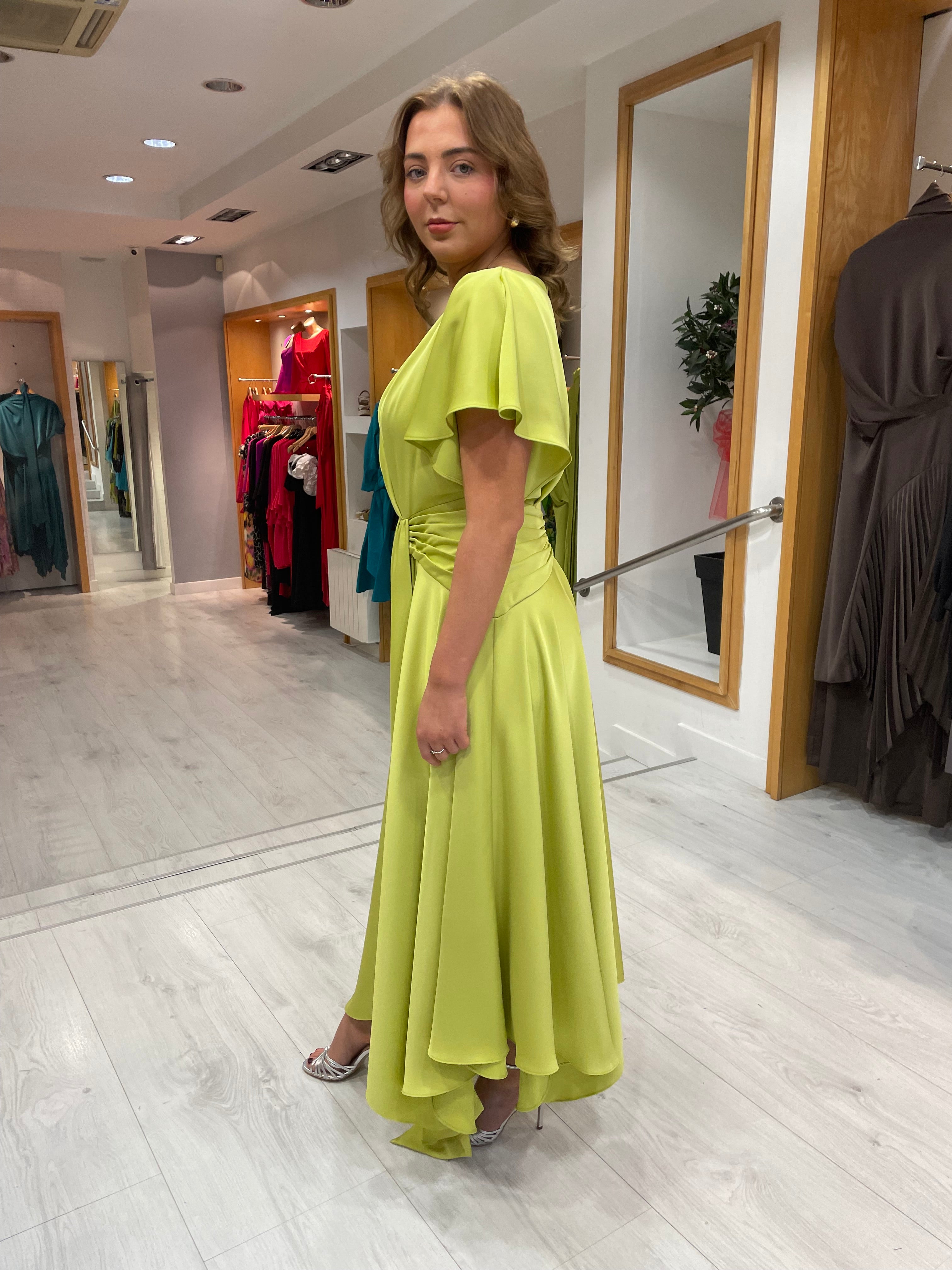 Maisonel Lime Draped Skirt Dress