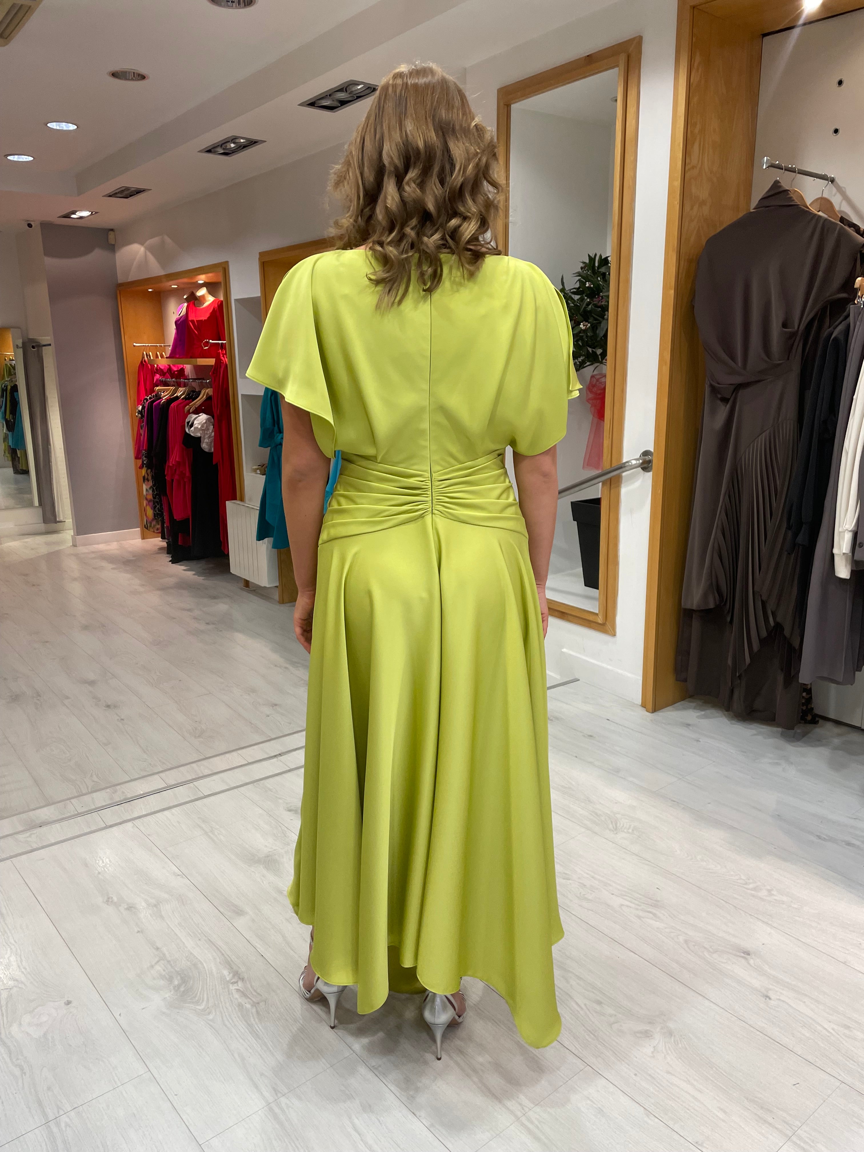 Maisonel Lime Draped Skirt Dress