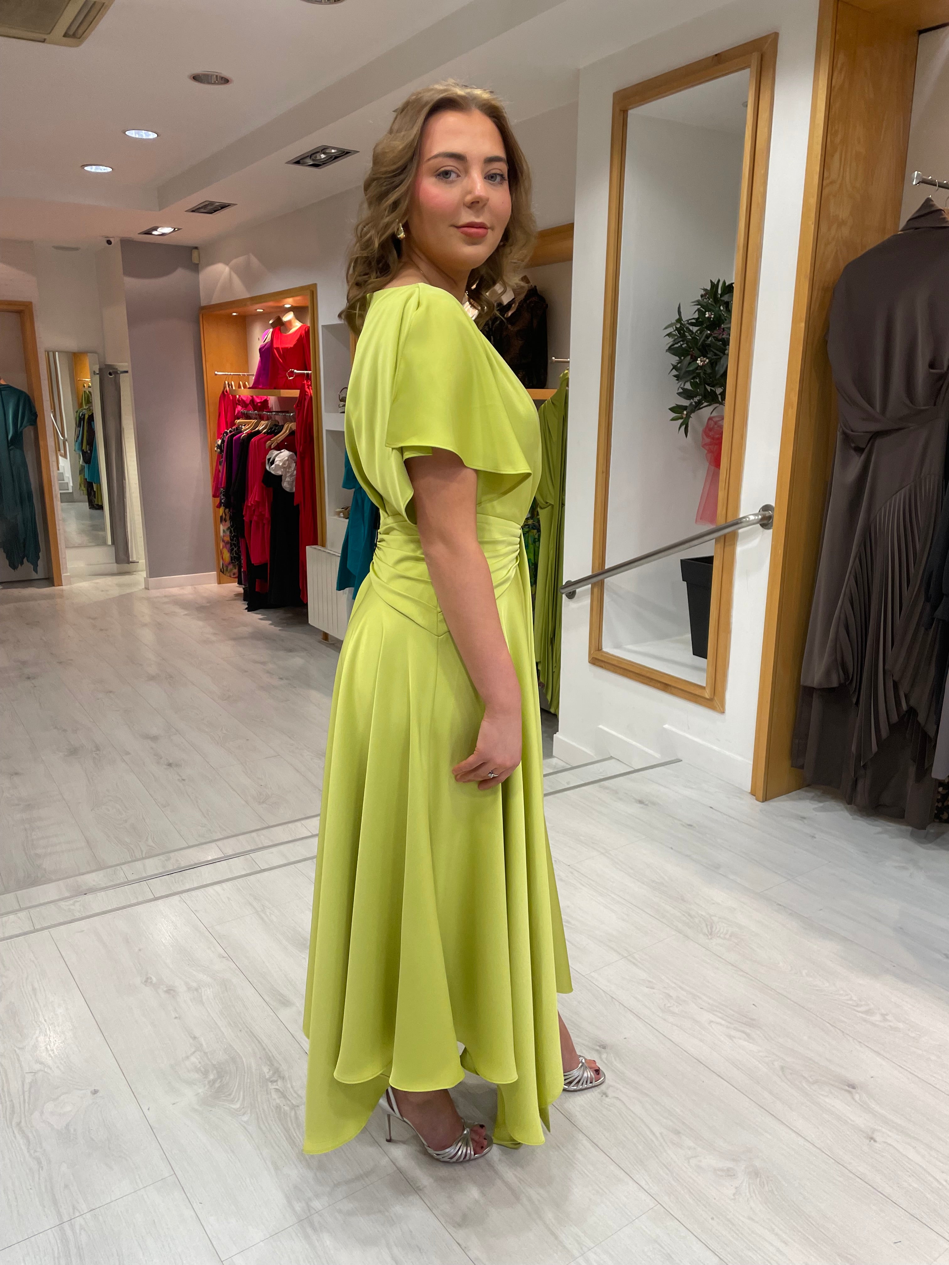 Maisonel Lime Draped Skirt Dress