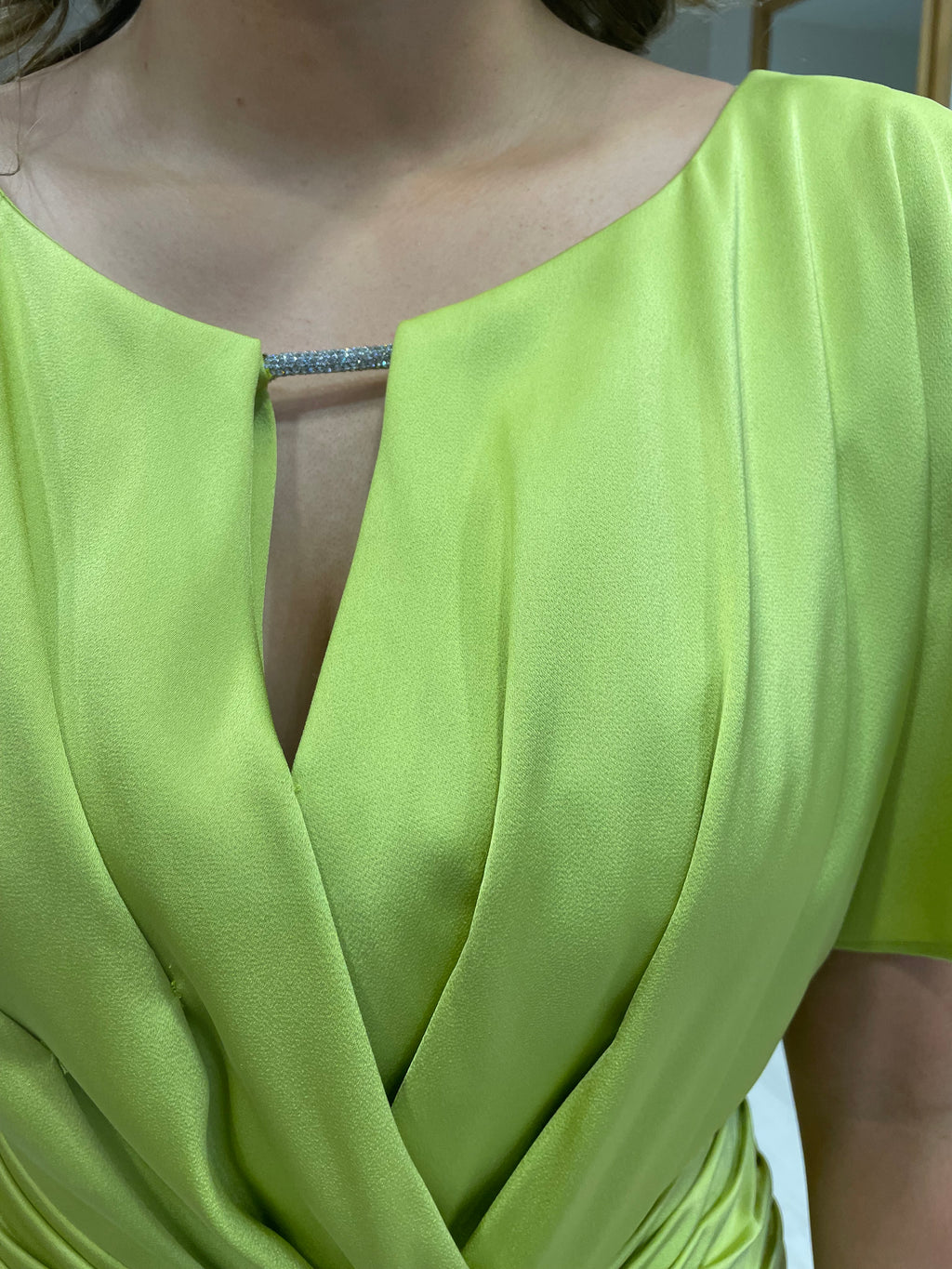 Maisonel Lime Draped Skirt Dress