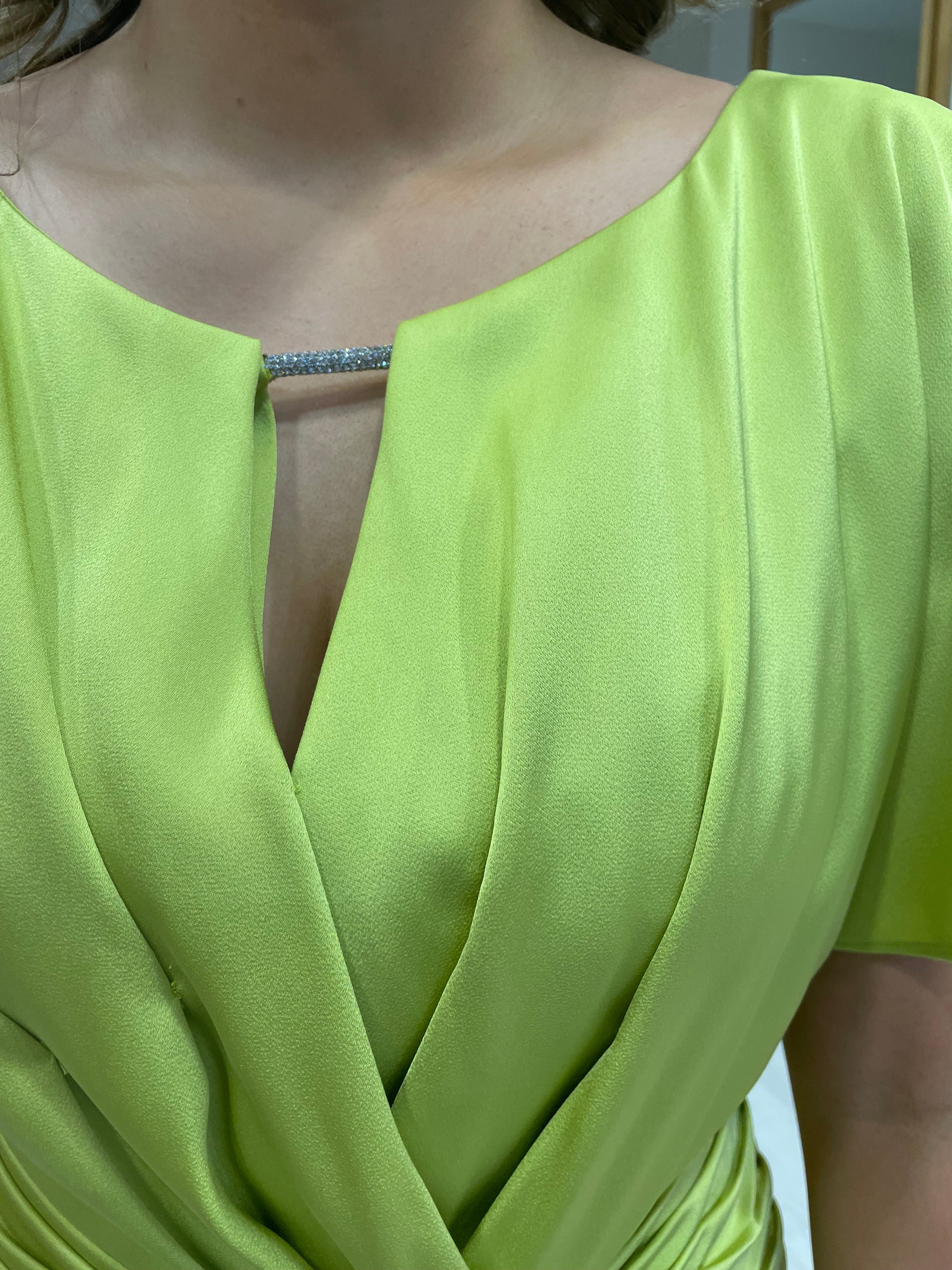 Maisonel Lime Draped Skirt Dress