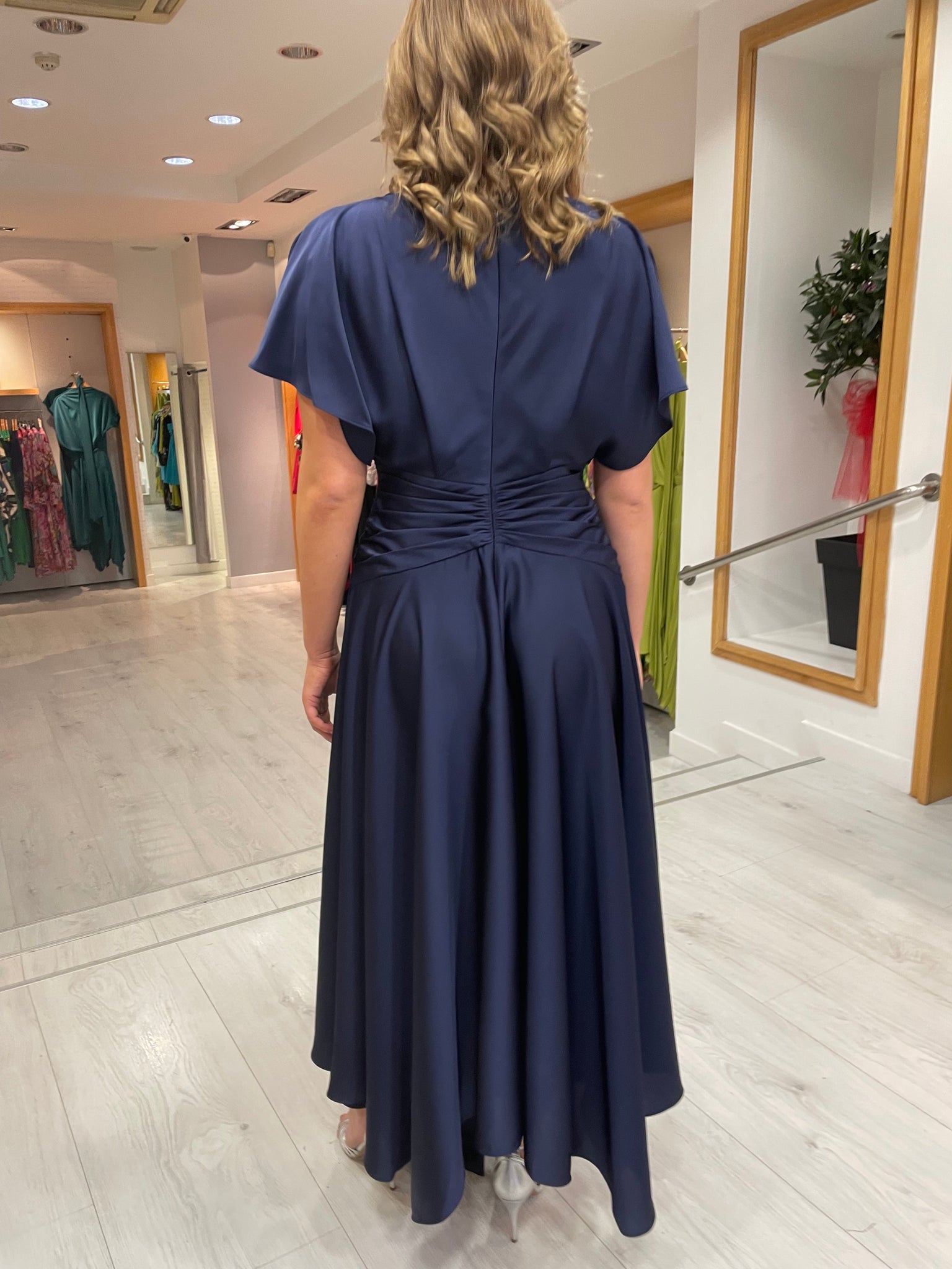 Maisonel Navy Draped Skirt Dress