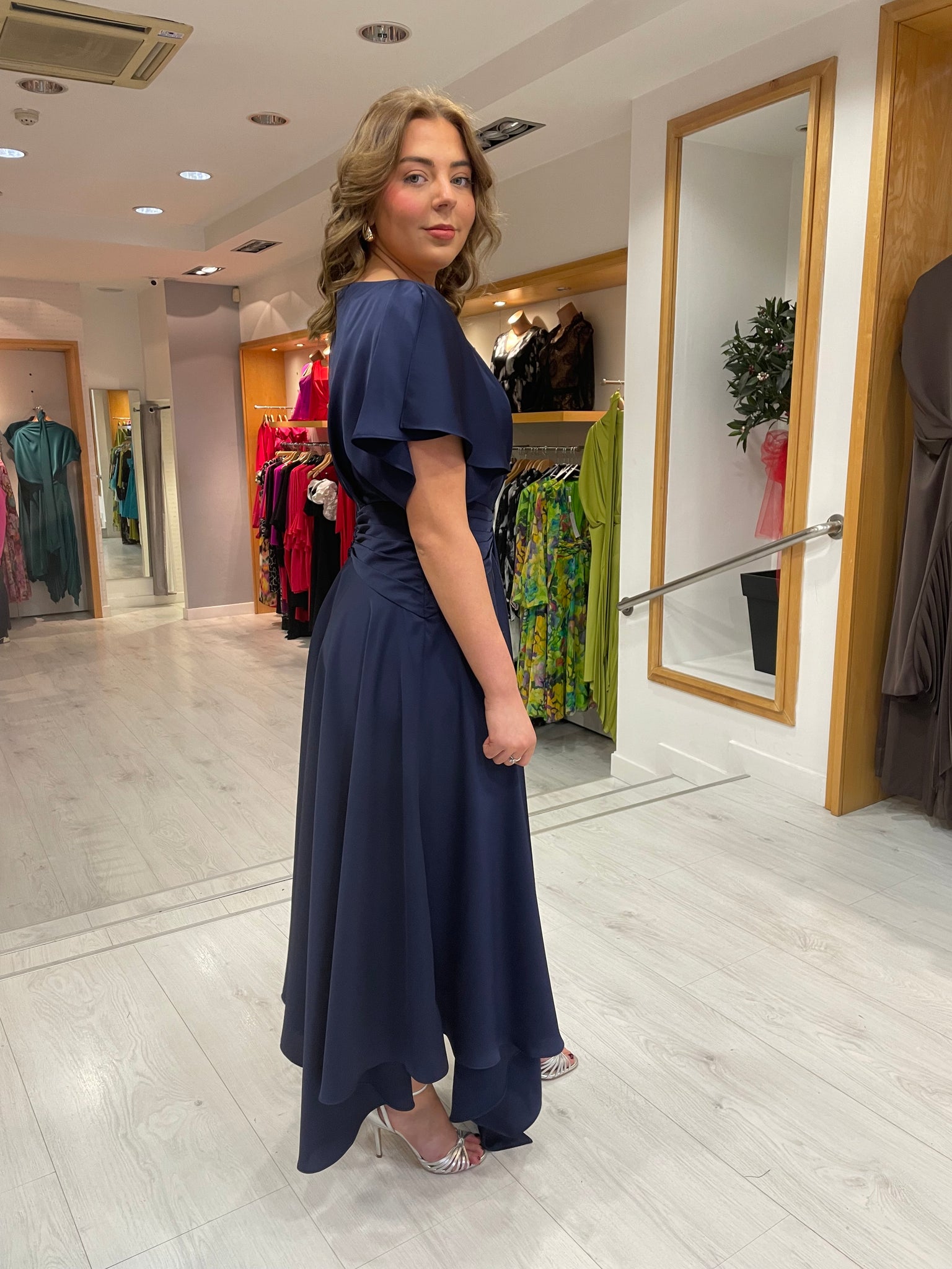 Maisonel Navy Draped Skirt Dress