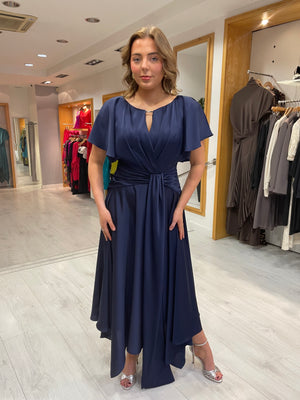 Maisonel Navy Draped Skirt Dress