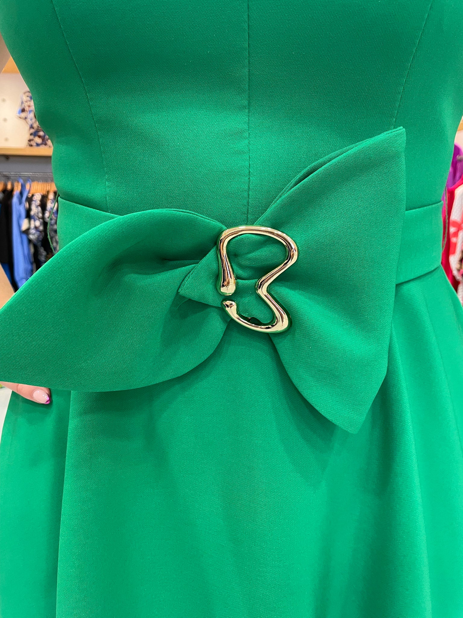 Moncho Heredia Green Bow Belted Dress