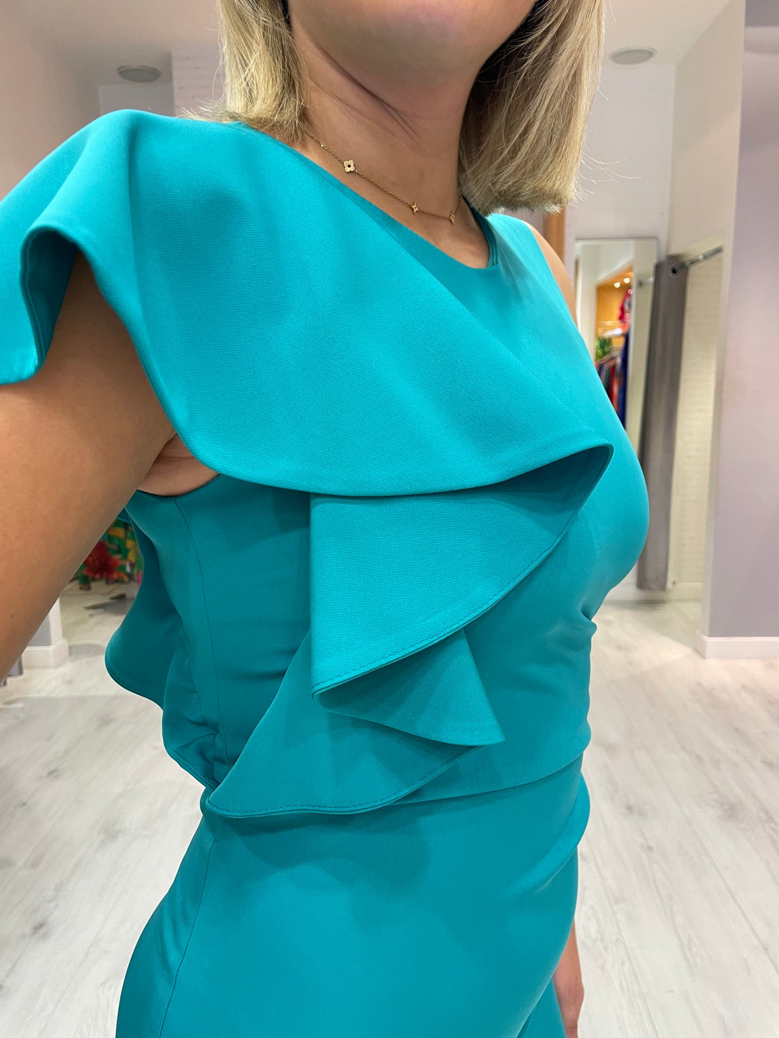 Casting Turquoise Ruched Detail Dress