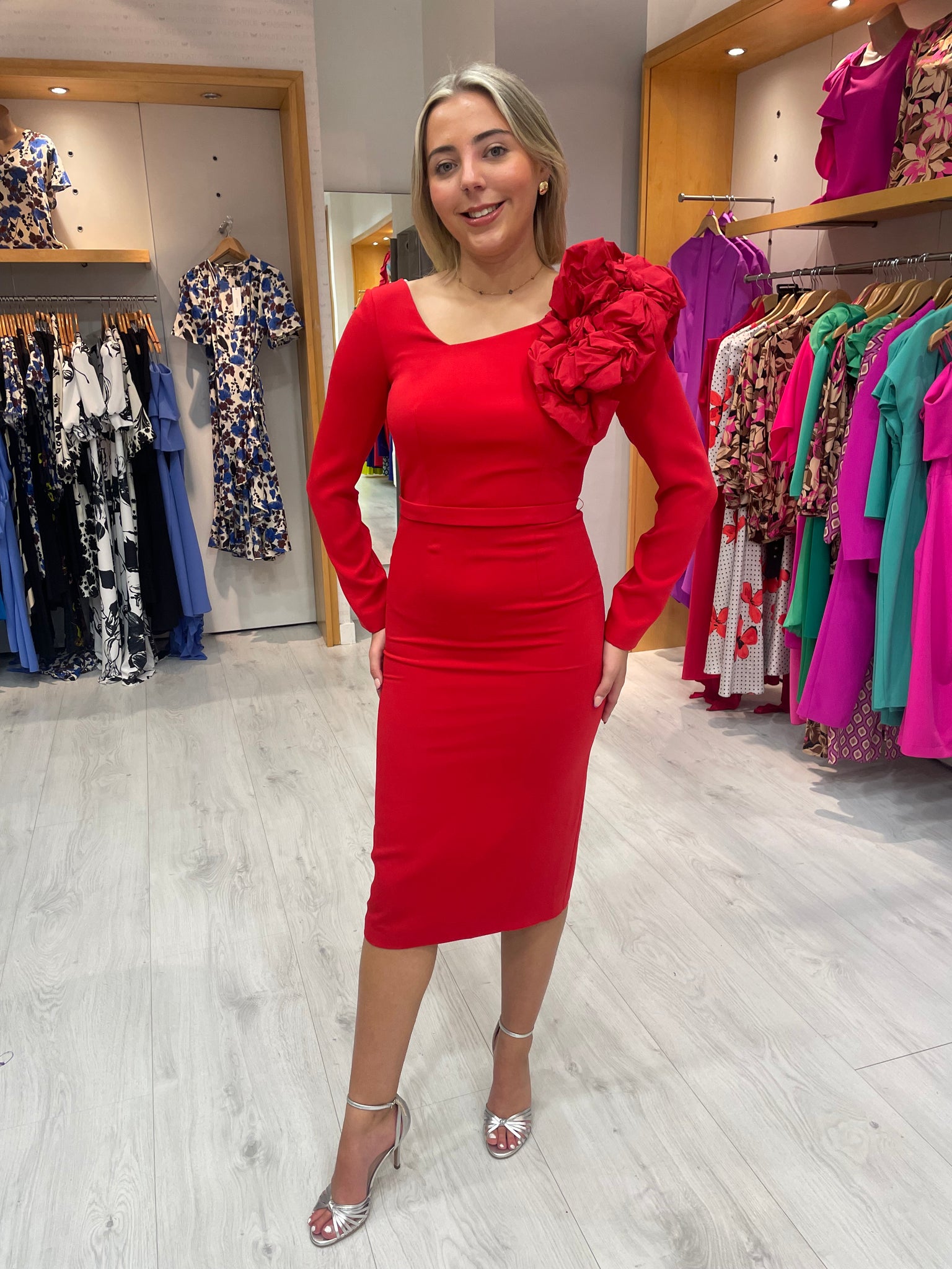 Carla Ruiz Red Ruffled Dress