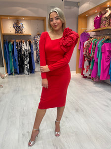 Carla Ruiz Red Ruffled Dress