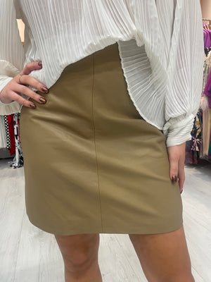 Soaked in Luxury Beige Leather Skirt
