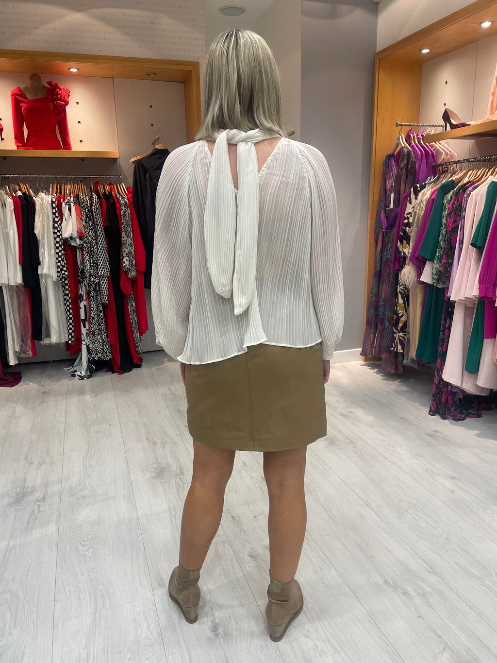 Soaked in Luxury Beige Leather Skirt