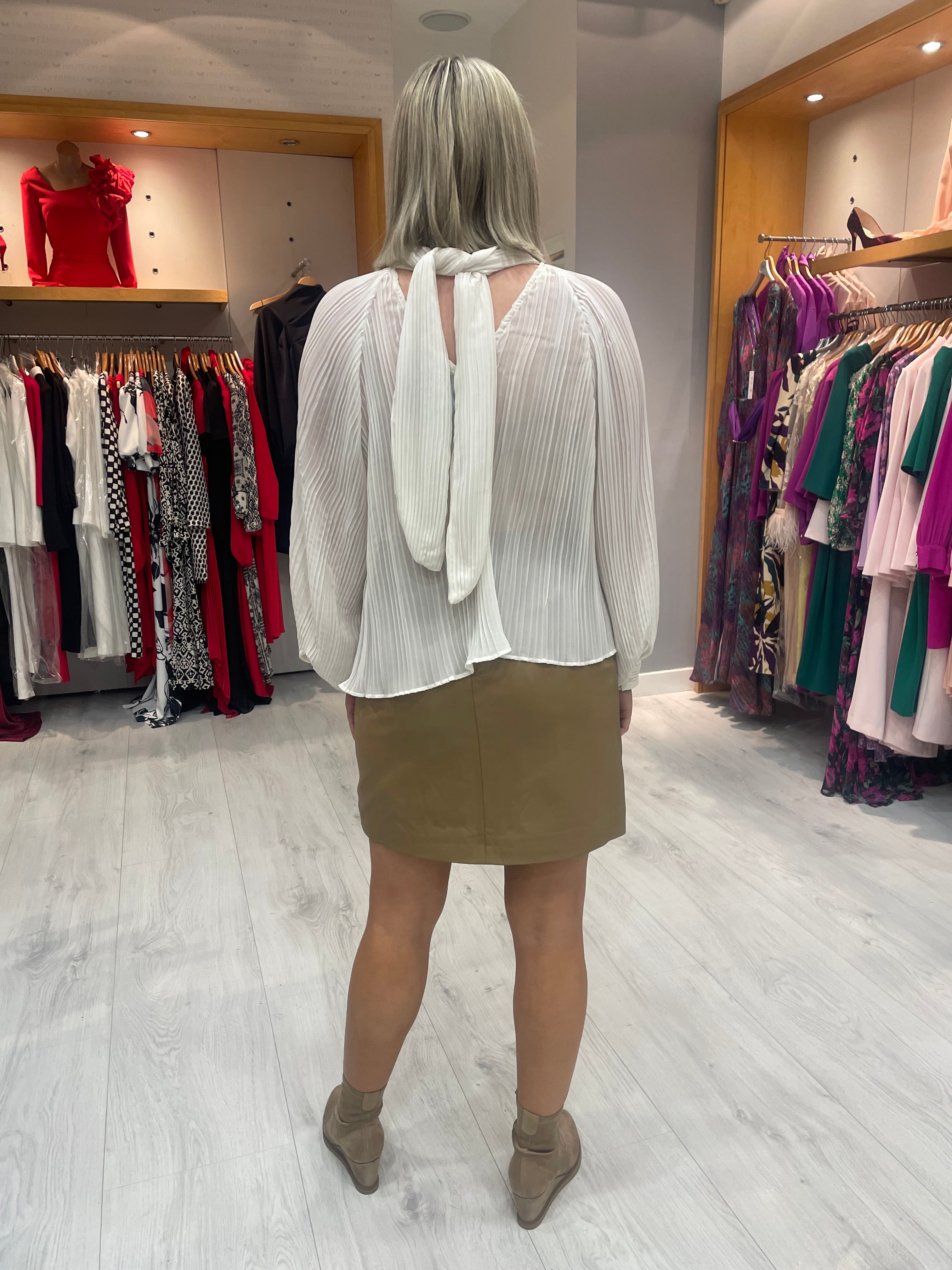 Soaked in Luxury Beige Leather Skirt