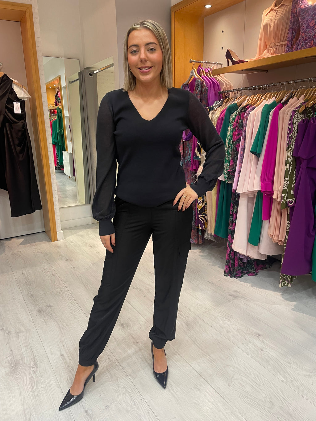 Yaya V Neck Sweater in Phantom