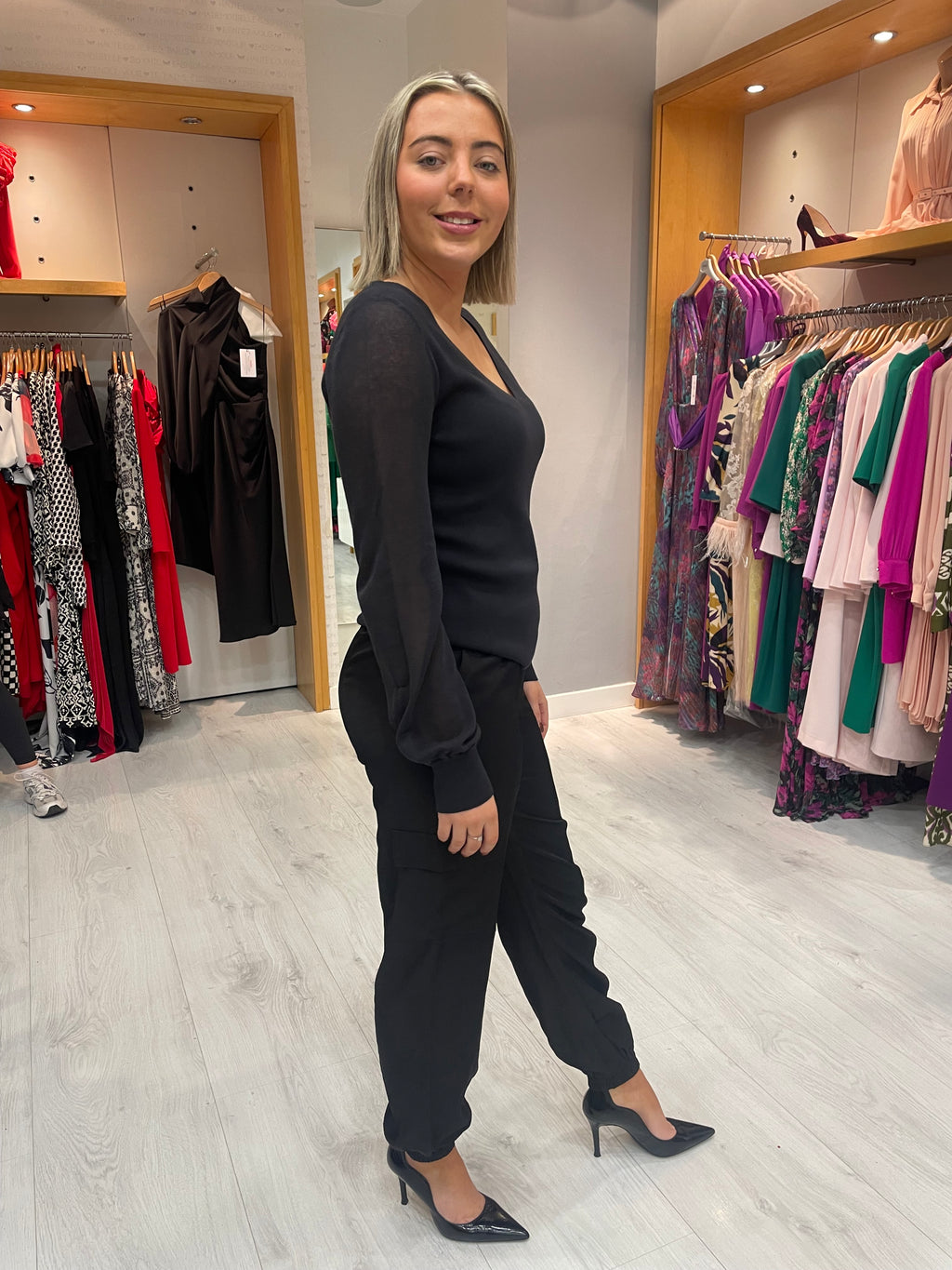 Yaya V Neck Sweater in Phantom