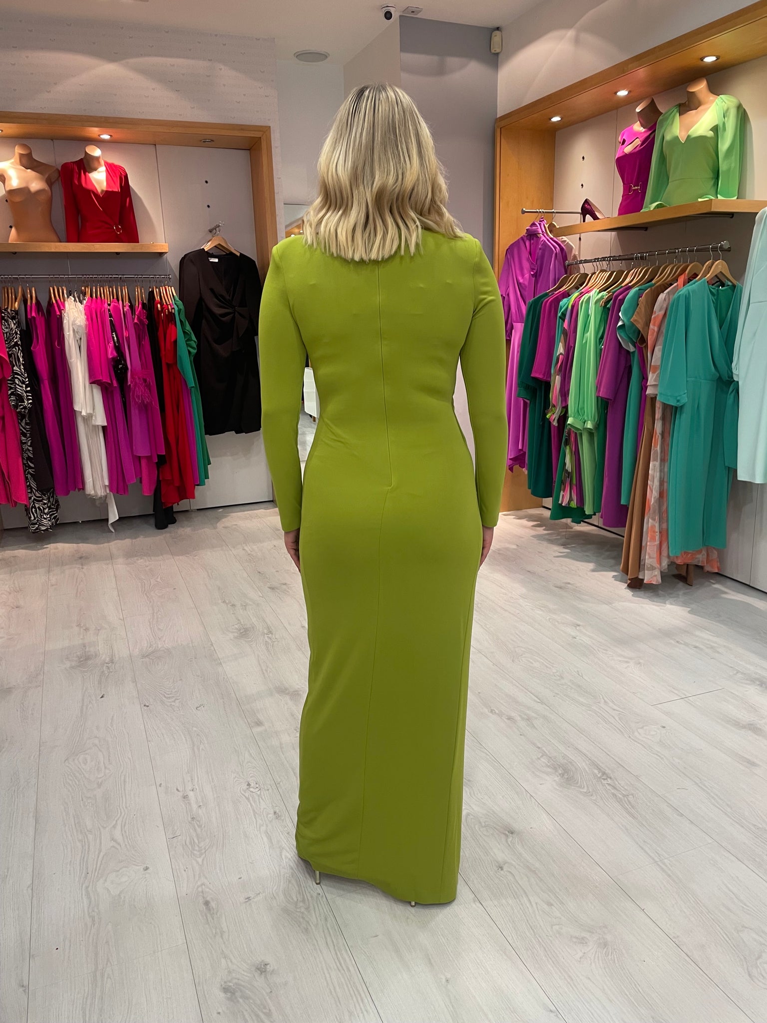 Carla Ruiz Lime ruched maxi dress