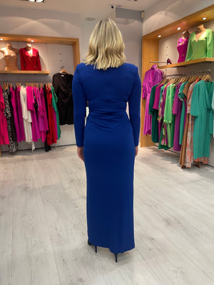 Carla Ruiz Blue ruched maxi dress