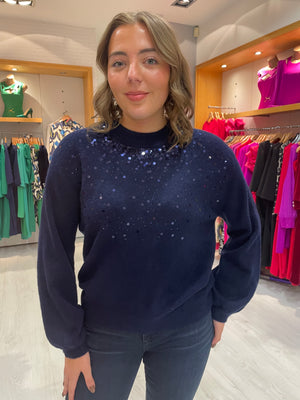 St Tropez Navy Sparkle Jumper