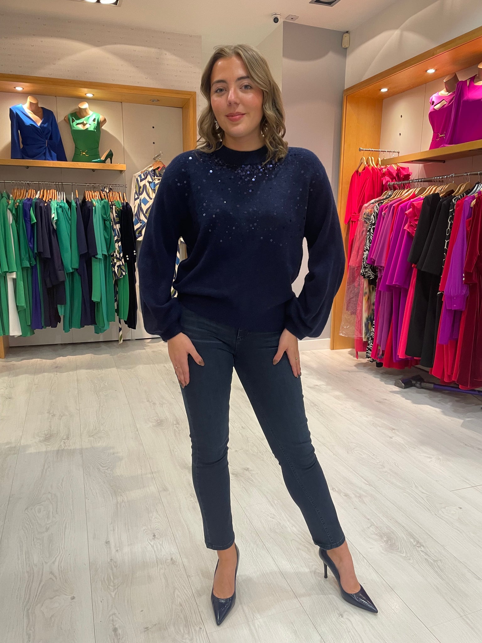 St Tropez Navy Sparkle Jumper