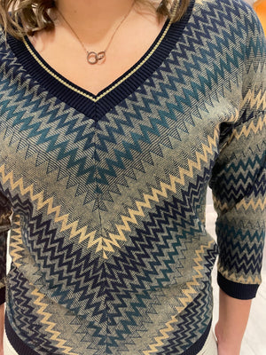 Smashed Lemon Navy Zig-Zag Knit