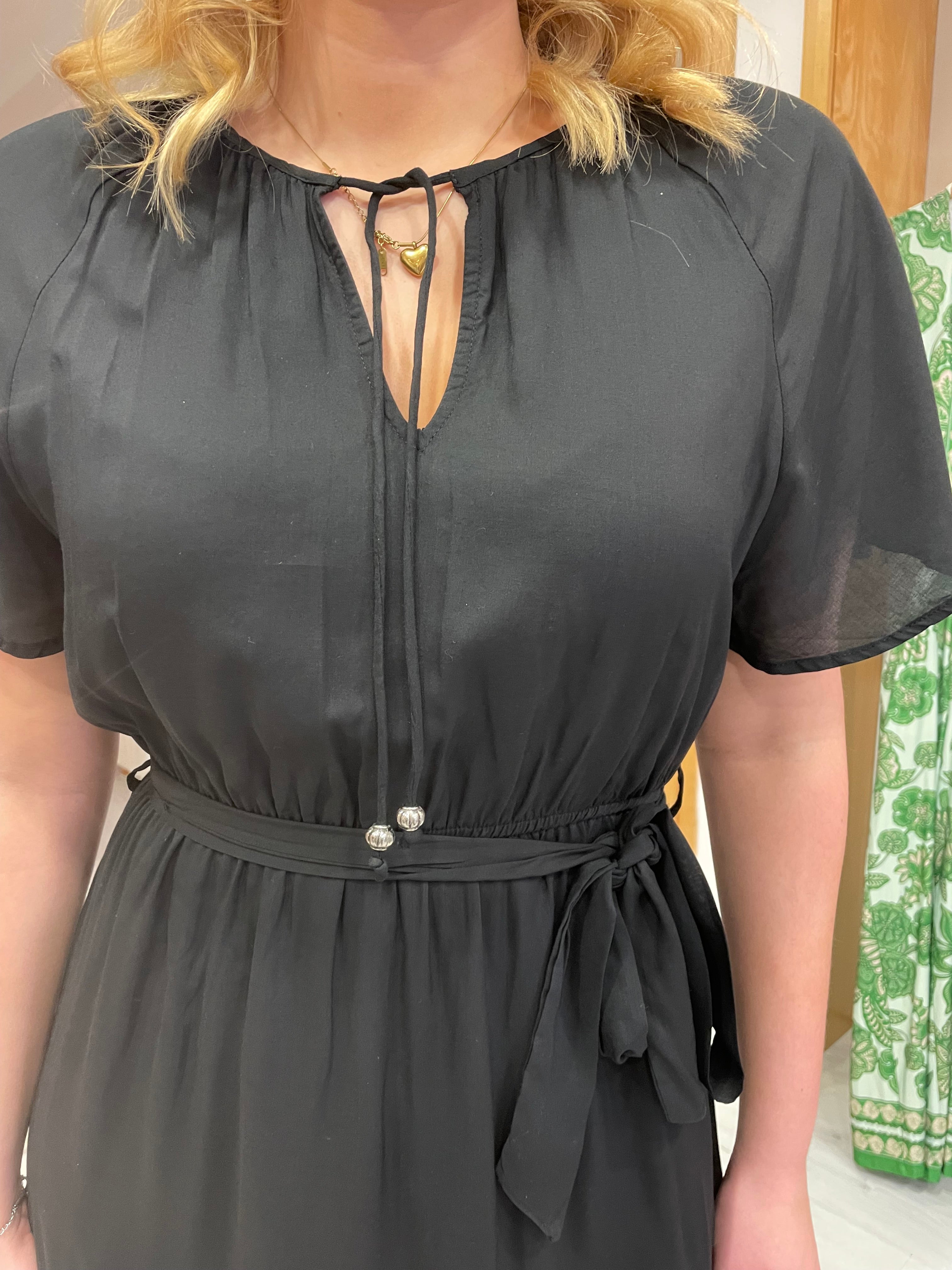 Smashed Lemon Black Sun Dress