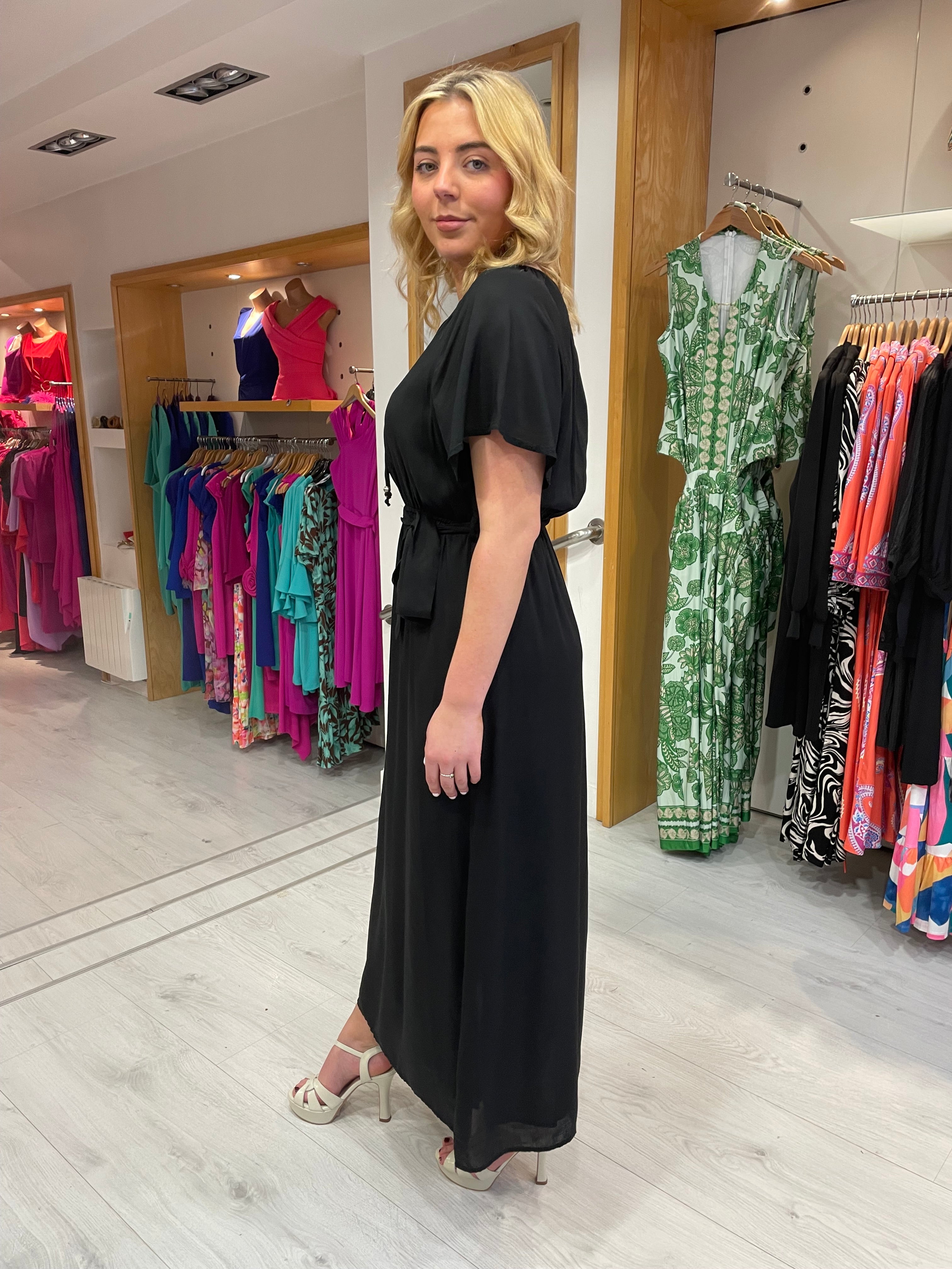 Smashed Lemon Black Sun Dress