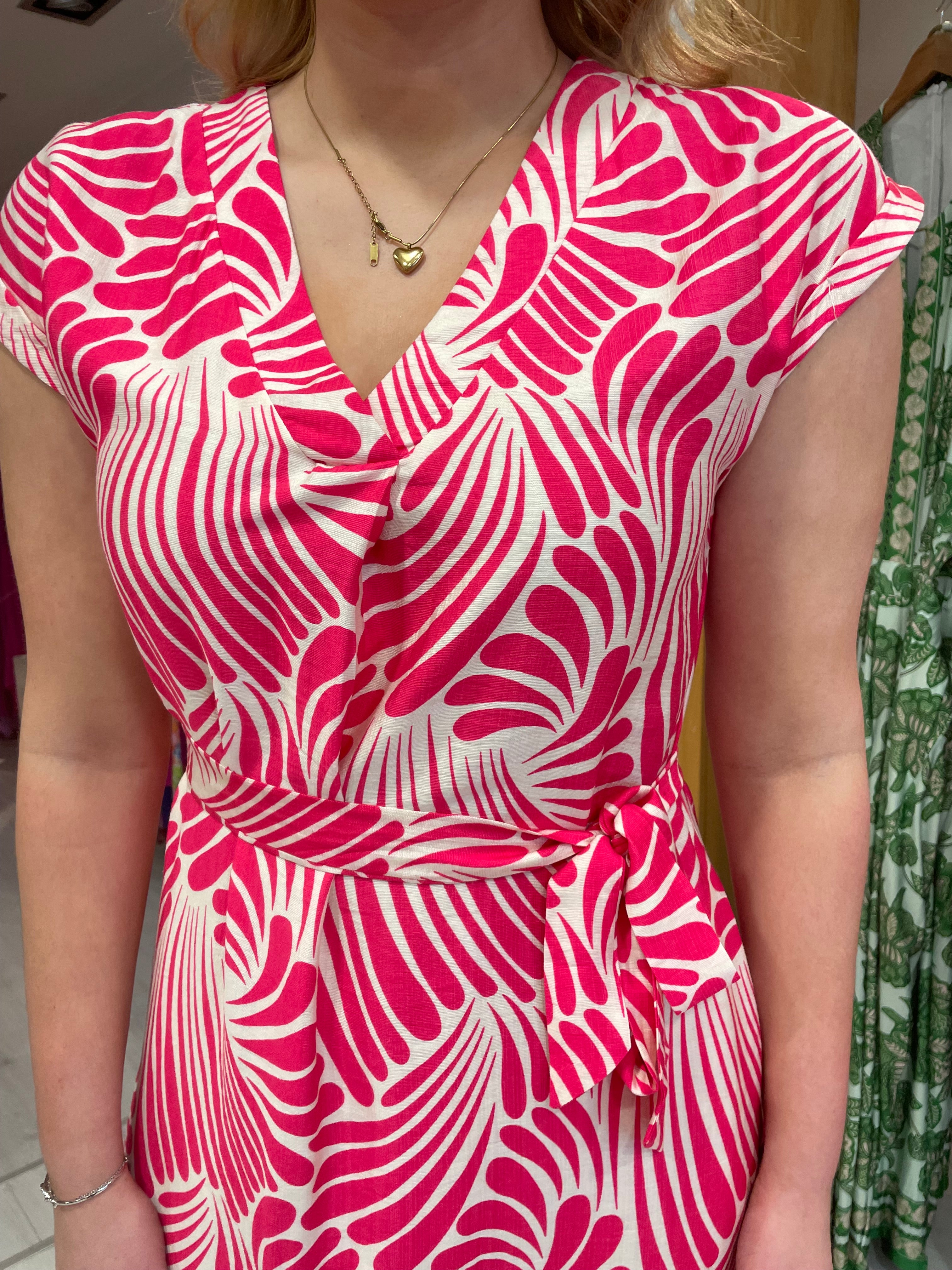 Smashed Lemon Pink and White Print Dress